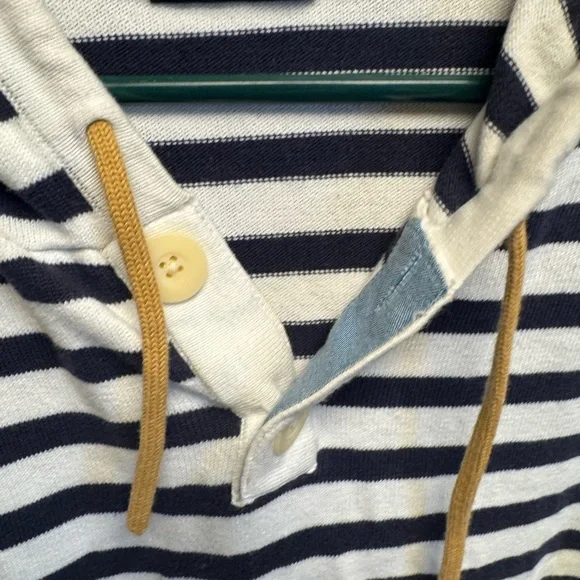 Navy and White Striped Men's‎ Hoodie - Picture 4 of 8